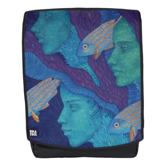 Sac À Dos Sirènes & poissons, imaginaire surréaliste, sous-m (Devant)