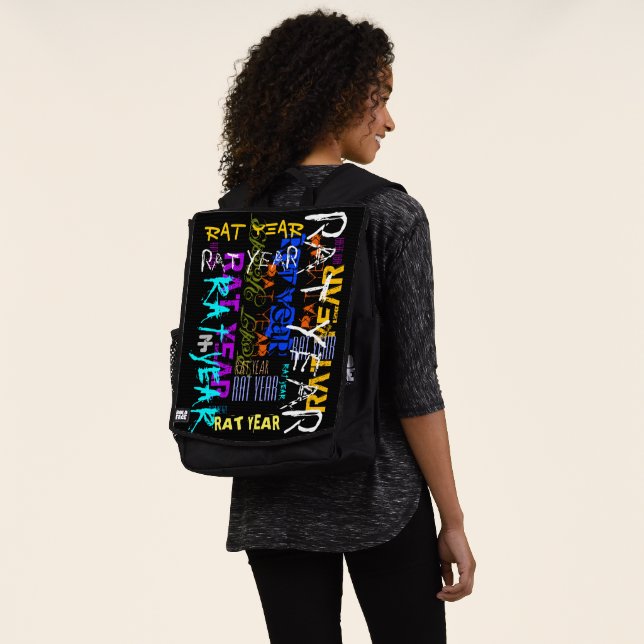 Sac À Dos Style Graffiti répétitif Rat Metal Année 2020 Back (Porté)