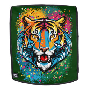Sac À Dos Tête de tigre couleurs arc-en-ciel peinture taches
