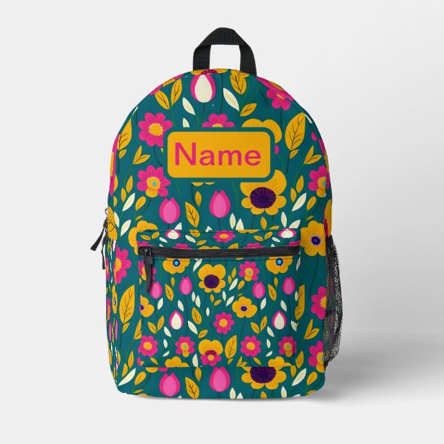 Sac à dos Turquoise fleuri d'énergie personnalisée (Recto)