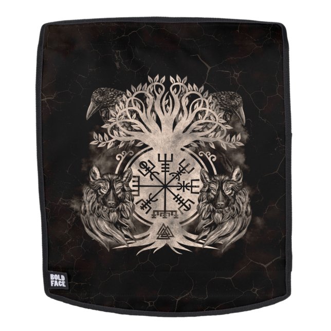 Sac À Dos Vegvisir -Yggdrasil Avec Ravens & Wolves (Devant amovible)