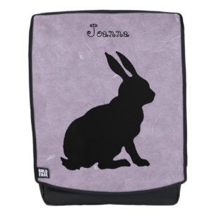 Sac À Dos Vue latérale Assis Noir Silhouette Lapin Violet