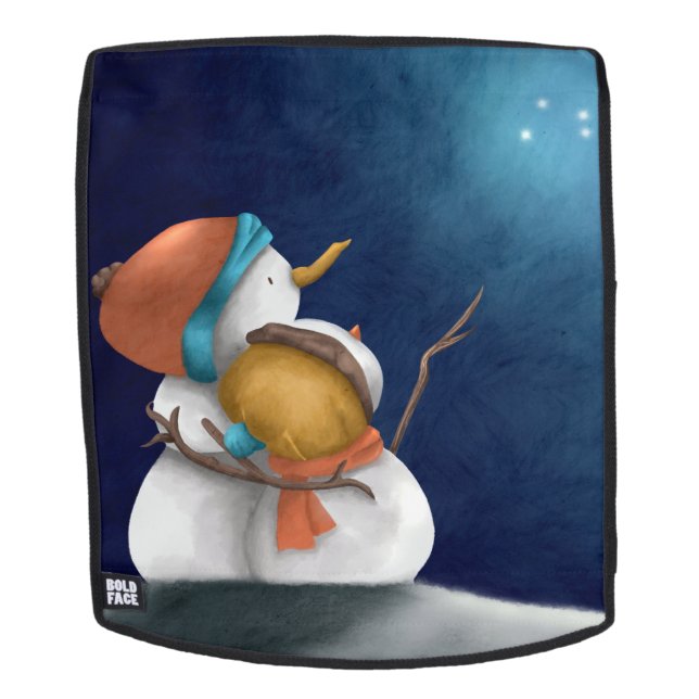 Sac À Dos Winter Snowmen regardant les étoiles illustrées (Devant amovible)