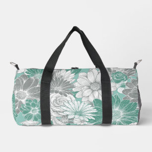 Sac à duffel fleuri vert de taille Vintage