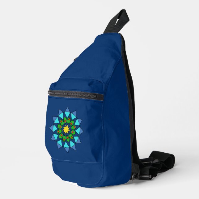Sac à élingue - Mandala bleu et vert (Coin droit)