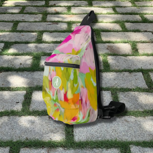 Sac à élingue moderne Monogramme coloré (Créateur téléchargé)