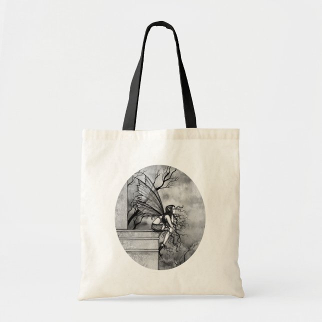 Sac à fée noir et blanc gothique Fourre-tout (Devant)