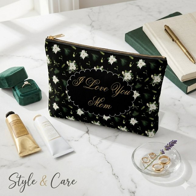 Sac à fermeture éclair floral magnifique pour la f (Beautiful Floral Mothers Day Zipper Accessory Pouch)