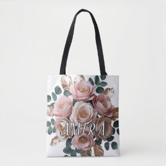 Sac à main à épaule en monogramme floral or rose p
