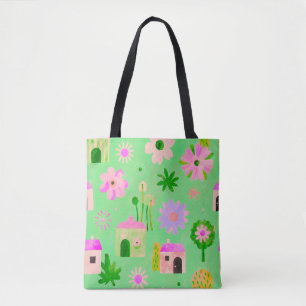 Sac à main à motif village floral fantaisiste