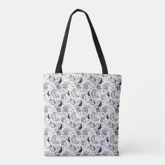 Sac à main à motifs paisley noir et blanc