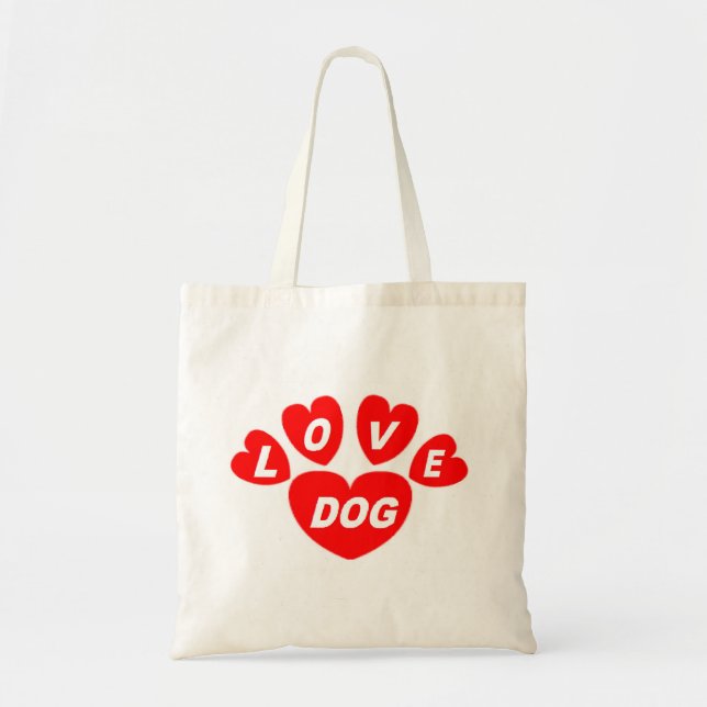 Sac à main Amour Chien Coeurs Rouge (Devant)
