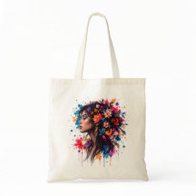 Sac à main artistique femme florale aquarelle colo