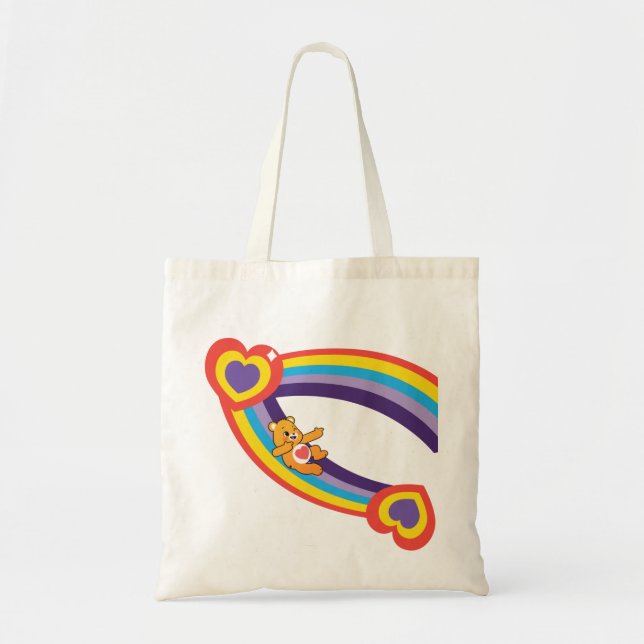 Sac à main avec motif arc-en-ciel et ours malicieu (Devant)