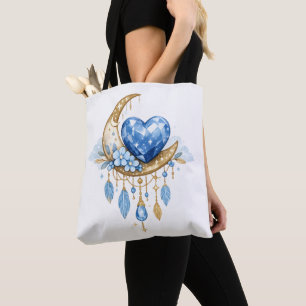 Sac à main Boho Celestial Moon & Crystal Heart –