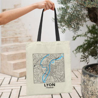 Sac à main carte de la ville de Lyon, France