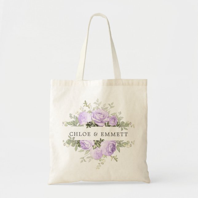 Sac à main de mariage floral blanc et violet (Devant)