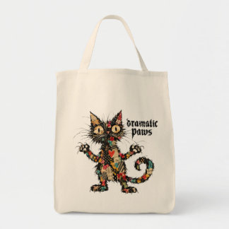Sac à main dramatique en noir avec chat drôle