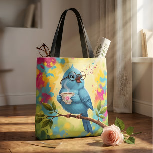 Sac à main élégant avec un joli oiseau bleu chanta