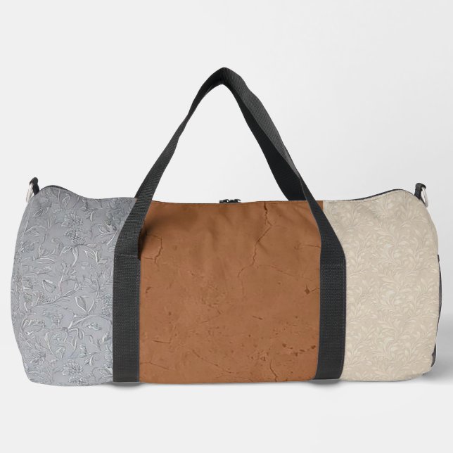 Sac à main élégant gris, ivoire et marron (Recto)