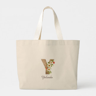 Sac à main en bois avec lettre V et monogramme flo