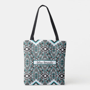 Sac à main en tapisserie tribal turquoise et noir