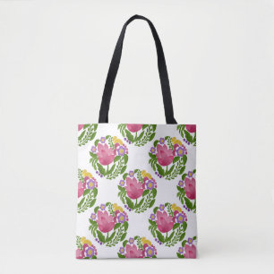 Sac à main en toile avec motif floral d'art folklo