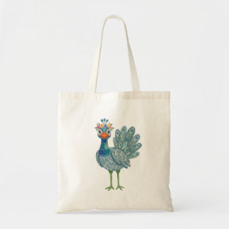 Sac à main en toile avec paonne et couronne de fle