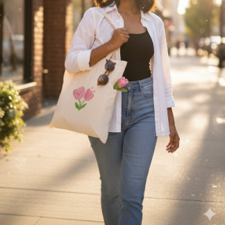 Sac à main fleur mignonne visage cœur tulipe rose 
