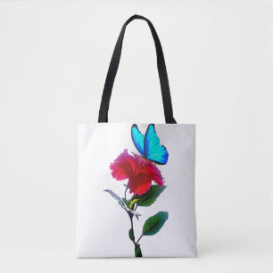 Sac à main fleur rouge papillon bleu esthétique