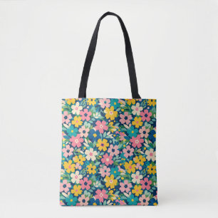 Sac à main fleuri de fleurs sauvages rétro coloré