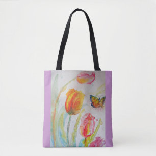 Sac à main floral en aquarelle de tulipes