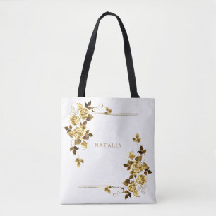 Sac à main géométrique élégant floral en or blanc
