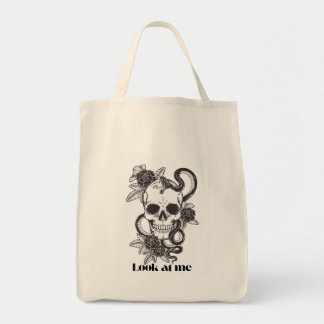 Sac à main gothique floral à crâne « Regarde-moi »