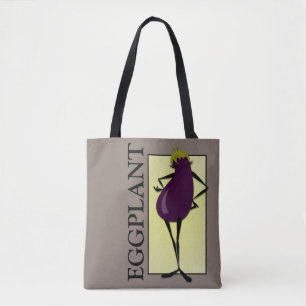 SAC À MAIN ILLUSTRATION DAME LÉGUME AUBERGINE