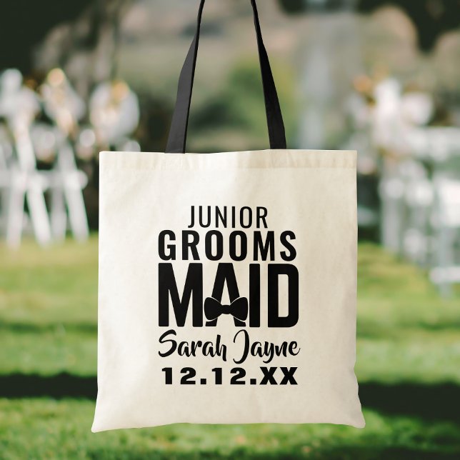 Sac à main moderne pour jeune garçon d'honneur (Perfect wedding favor for your Junior Groomsmaid or Bridesmaid. Just add her name and your wedding)