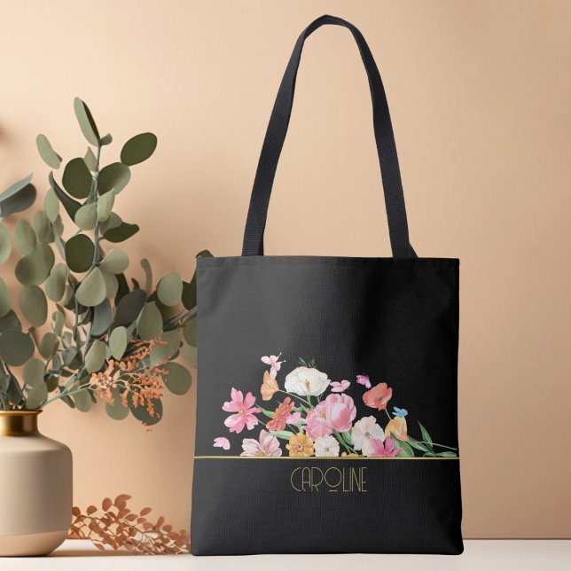 Sac à main noir chic et tendance à fleurs (Créateur téléchargé)