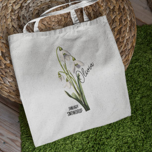 Sac à main nominatif fleur de naissance mois janvi