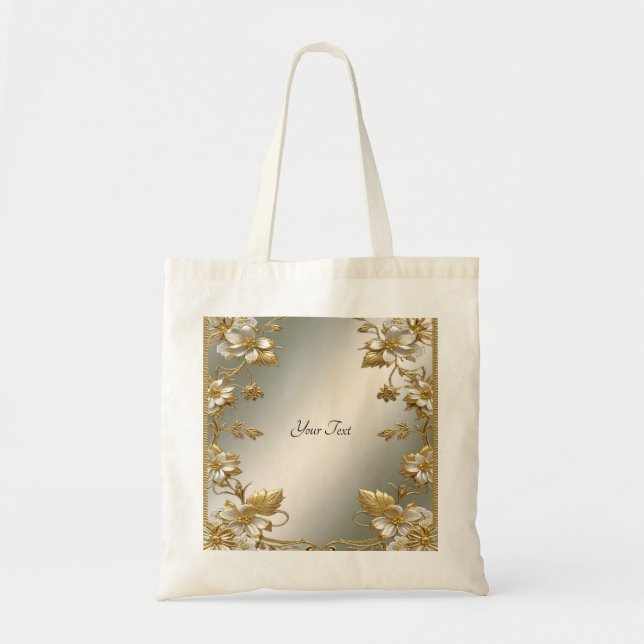 Sac à main orné en or floral blanc (Devant)