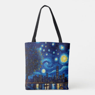 Sac à main paysage urbain inspiré de la Nuit étoil