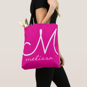 Sac à main rose vif avec son nom