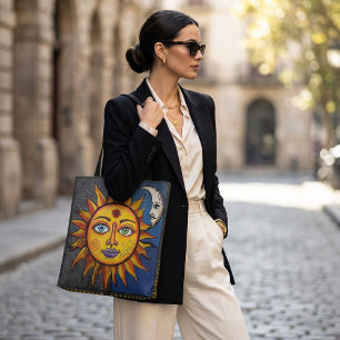 Sac à main Soleil et Lune avec Art Céleste Coloré