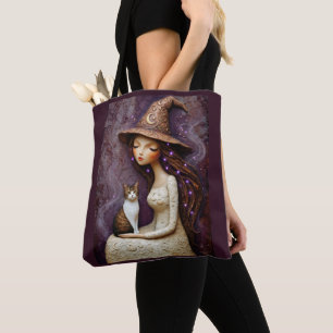Sac à main sorcière féerique chat Halloween lune