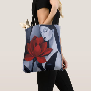 Sac à main tout en art moderne femme à la rose rou