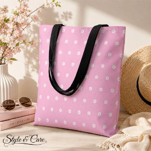 Sac à main tout en rose pâle avec motif de fleurs 