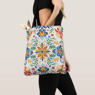 Sac à main vibrant à motif floral d'art folkloriqu