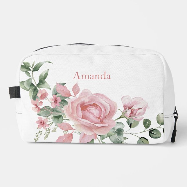 Sac à Maquillage Sur Mesure Aquarelle Roses Roses (Recto)
