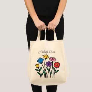 Sac à provisions d'art naïf de fleurs sauvages lum