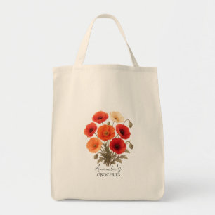 Sac à provisions personnalisé, Poppy Flower Floral