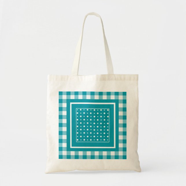 Sac à puce élégant, Pois Turquoises et En vichy vé (Devant)